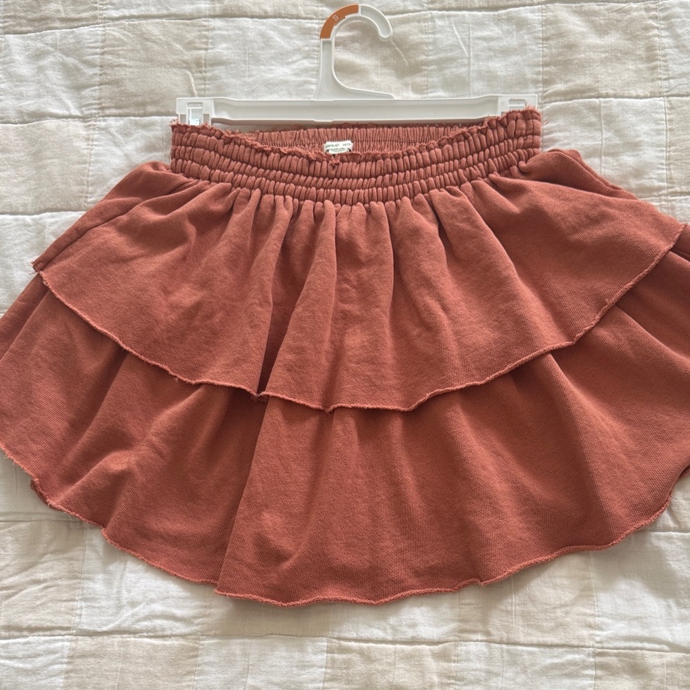 Aerie Terracotta Layered Mini Skirt